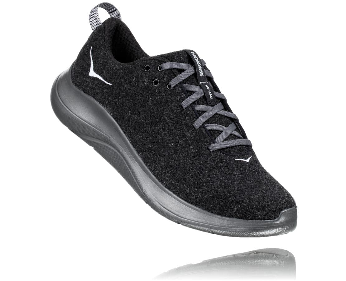 Pantofi De Mers Hoka One One Hupana Flow Wool Barbati - Negrii / Gri Inchis | Romania VBPQ39486